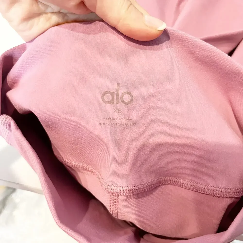 Alo High Waist 7/8 Airbrush Leggings in Pink Wild Rose XS